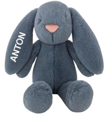 Kuscheltier mit Namen, Hase, Tinka Baby, Blau, 1 Ohr Bestickung