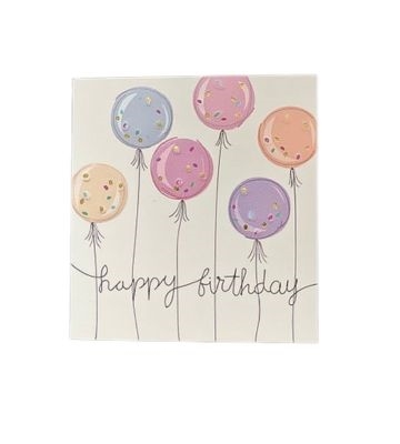 Mini-Glückwunschkarte, Happy Birthday mit bunten Luftballons