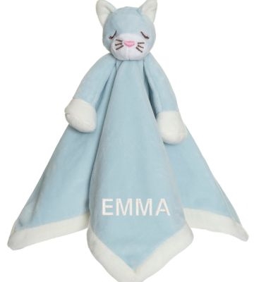 Schmusetuch mit Namen, Katze, Teddykompaniet, Hellblau