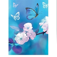 Mini-Glückwunschkarte, Blaue Schmetterlinge & Kirschblüten