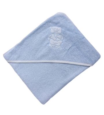 Kapuzenhandtuch Bärchen mit Herz, hellblau