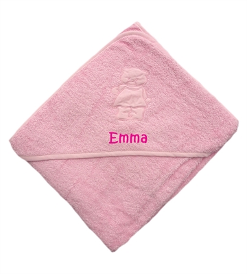 Kapuzenhandtuch mit Namen, Nørgaard Madsen, Bärchen, rosa