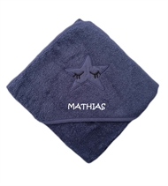 Kapuzenbadetuch, Babysutten.de, Blau, Navy, Sternchen, mit Namen, Nørgard Madsen