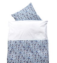 Kinderbettwäsche mit lustigem Piratenmotiv, 100/135 cm, hellblau mit weißer Kante