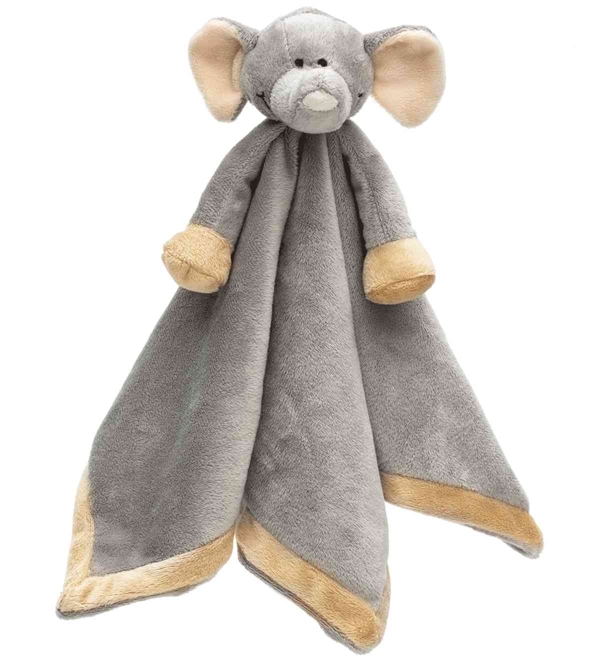 Baby Unisex 2 Teile Geschenk Set Decke Schnuffeltuch weiß grau Elefant 