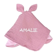 Schmusetuch Kangaroo Bibs mit Namen, 40 x 40 cm, Dusty Pink / Baby Pink