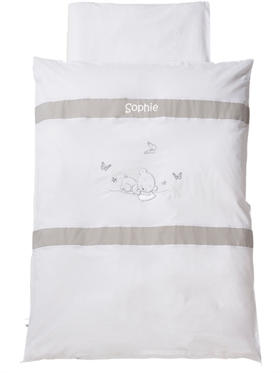Kinderbettwäsche mit Namen, Dreambear Weiß, 100/135 cm