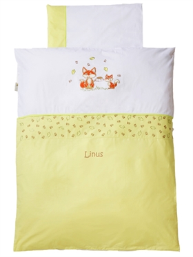 Babybettwäsche mit Namen, Fox Grün, 80/80 cm