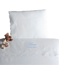 Babybettwäsche mit Namen, Bärchen mit Spitze