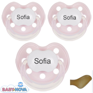 Nuckel mit Namen Baby Nova, Baby Nova Schnuller mit Namen, Anatomisch, Latex, Gr. 1, rosa (3er Pack)