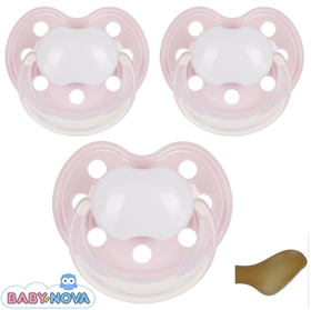 BabyNova Schnuller mit Namen, Anatomisch, Latex, Gr. 2,  rosa (3er Pack)