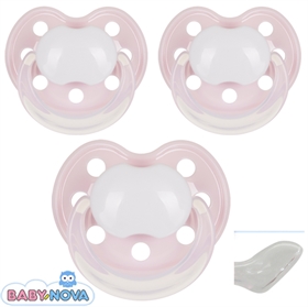 BabyNova Schnuller mit Namen, Anatomisch, Silikon, Gr. 2, rosa (3er Pack)