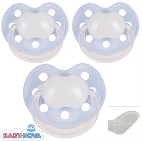 BabyNova Schnuller mit Namen, Anatomisch, Silikon, Gr. 1, hellblau, (3er Pack)