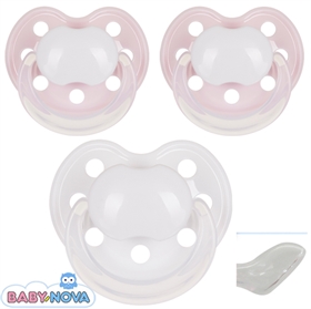 Baby Nova Schnuller mit Namen, Anatomisch, Silikon, Gr. 2, 2 rosa + 1 weiß (3er Pack)