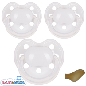 BabyNova Schnuller mit Namen, Anatomisch, Latex, Gr. 2, weiß (3er Pack)