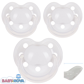 BabyNova Schnuller mit Namen, Anatomisch, Silikon, Gr. 1, weiß (3er Pack),