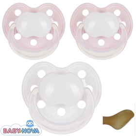 Baby Nova Schnuller mit Namen, Anatomisch, Latex, Gr. 2, 2 rosa + 1 weiß (3er Pack)