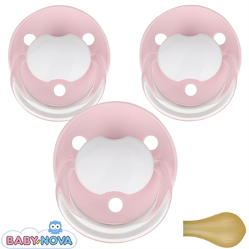 Baby Nova Schnuller mit Namen, Rund, Latex, rosa (3er Pack)