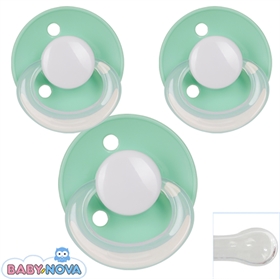 Baby Nova Schnuller mit Namen, Rund, Silikon, minzgrün (3er Pack)