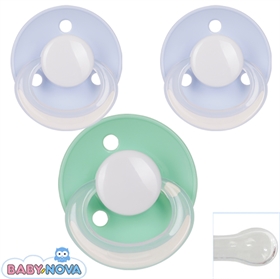 Baby Nova Schnuller mit Namen, Rund, Silikon, 2 hellblaue + 1 minzgrün (3er Pack)