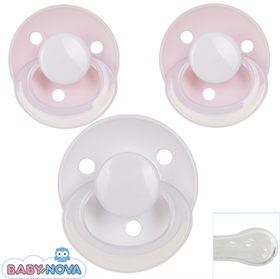 Baby Nova Schnuller mit Namen, Rund, Silikon, 2 rosa + 1 weiß (3er Pack)