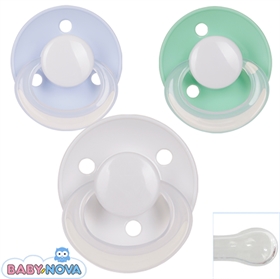 Baby Nova Schnuller mit Namen, Rund, Silikon, 1 hellblau + 1 minzgrün + 1 weiß (3er Pack)