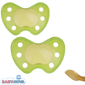 Baby Nova Dentistar, Latex, Gr. 1, grün mit gelbem Knopf (2 Stck.)