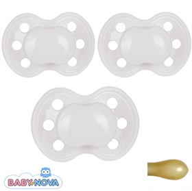 Baby Nova Schnuller mit Namen, Symmetrisch, Latex, Gr. 2, weiß (3er Pack)