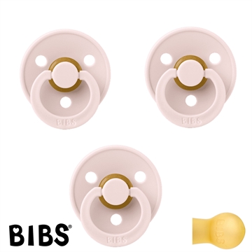 BIBS Colour Schnuller mit Namen, Gr. 2, 3 Dusty Pink, Rund Latex, (3er Pack)