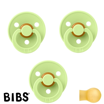 BIBS Colour Schnuller mit Namen, Gr. 2, 3 Matcha, Rund Latex, (3er Pack)
