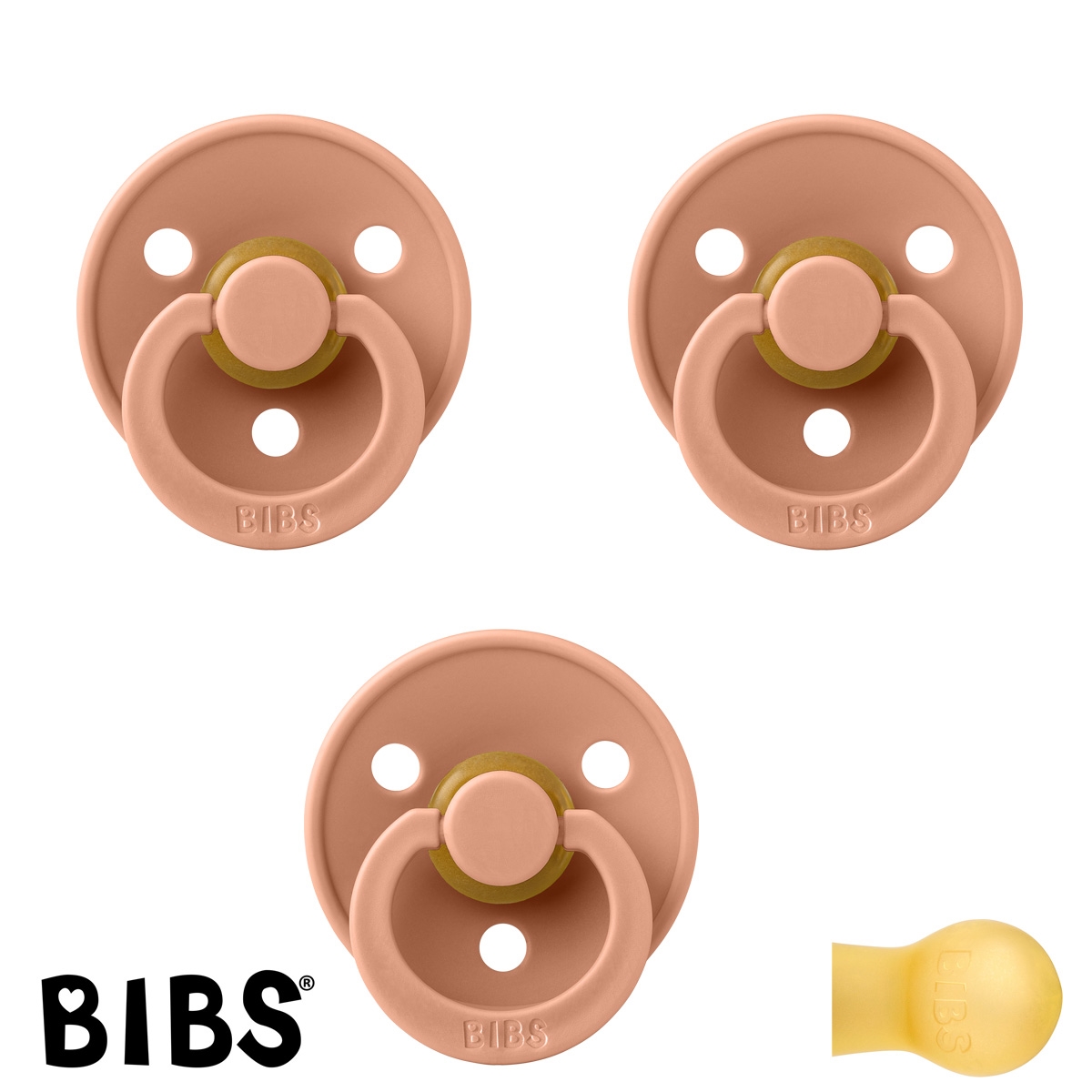 BIBS Colour Schnuller mit Namen, Gr. 2, 3 Heather, Rund Latex, (3er Pack)