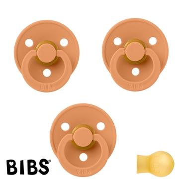 BIBS Colour Schnuller mit Namen, Gr. 2, 3 Pumpkin, Rund Latex, (3er Pack)