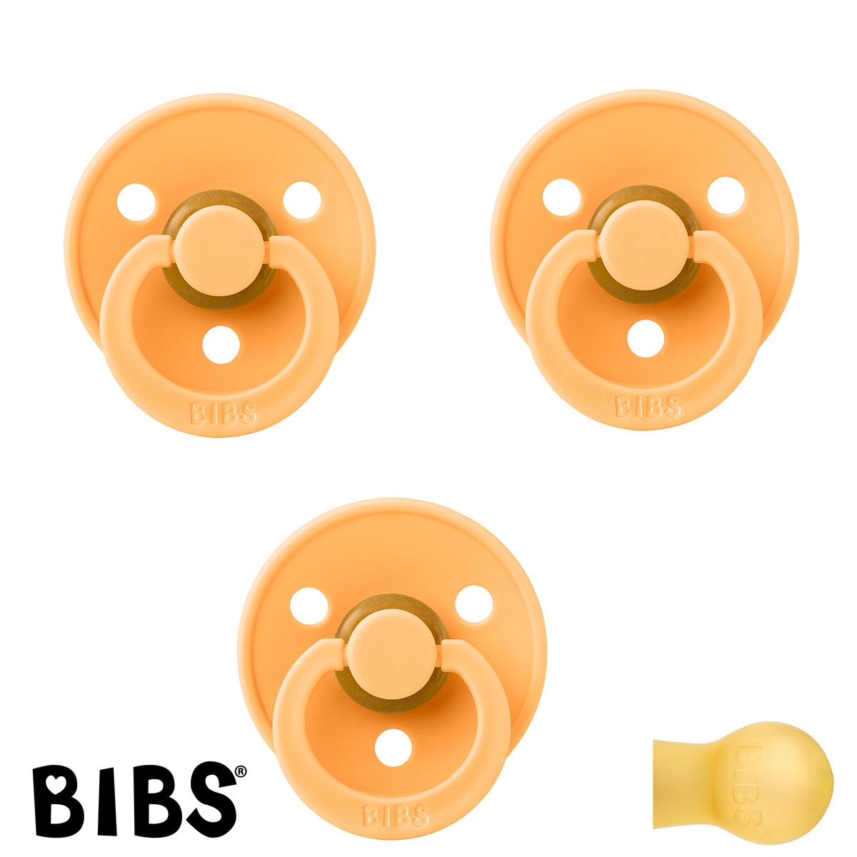 BIBS Colour Schnuller mit Namen, Gr. 2 / ab 6 Monaten - 3er-Pack, Sunkissed, rund, Latex