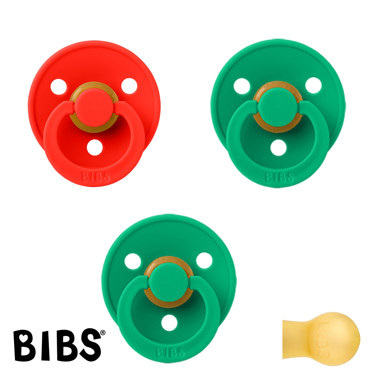 BIBS Colour Schnuller mit Namen, Gr. 2 / ab 6 Monaten - 3er-Pack, 2x Cactus und 1x Candy Apple, rund, Latex