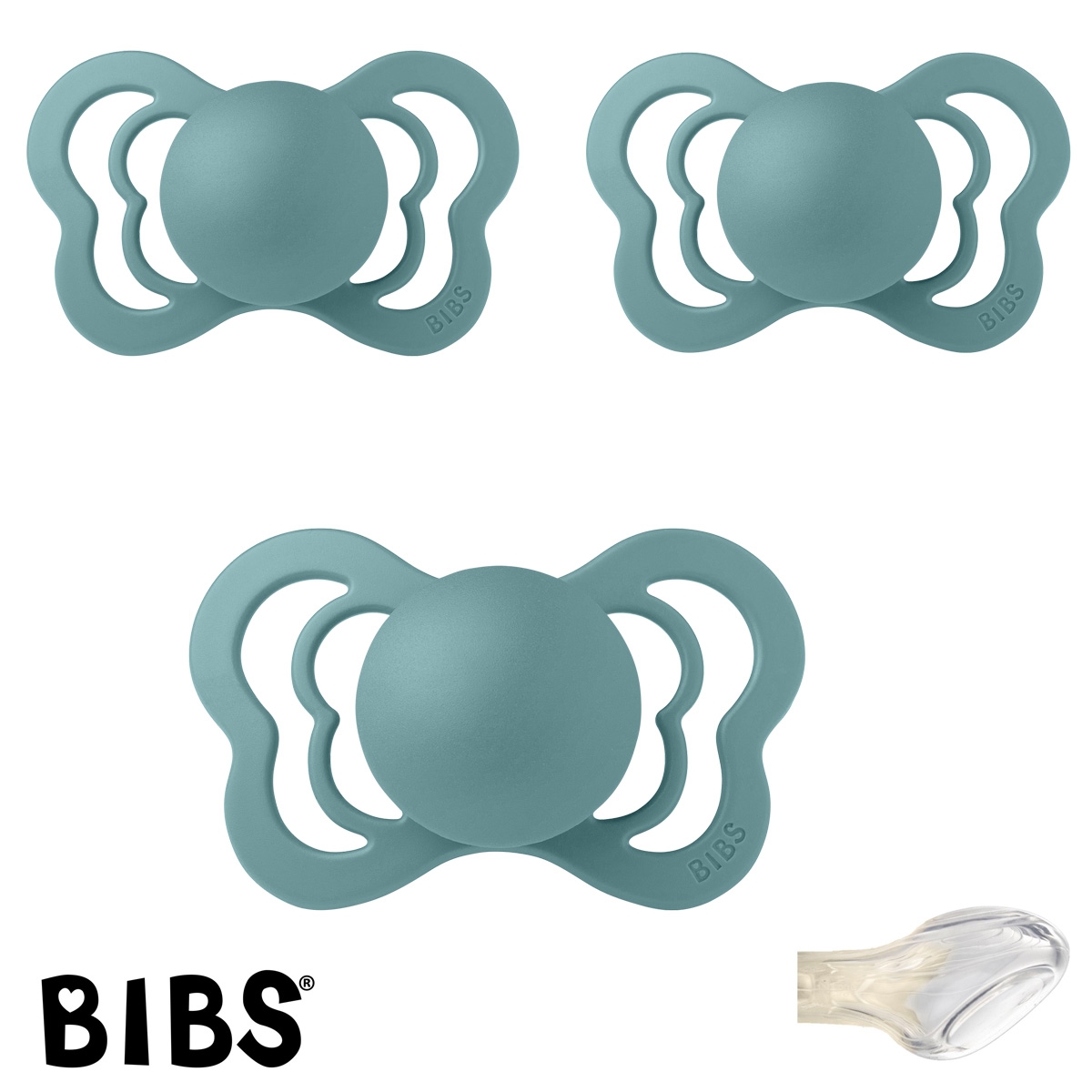 BIBS Couture mit Namen, 3 Island Sea, Gr. 2, Anatomisch, Silikon, 3\'er Pack