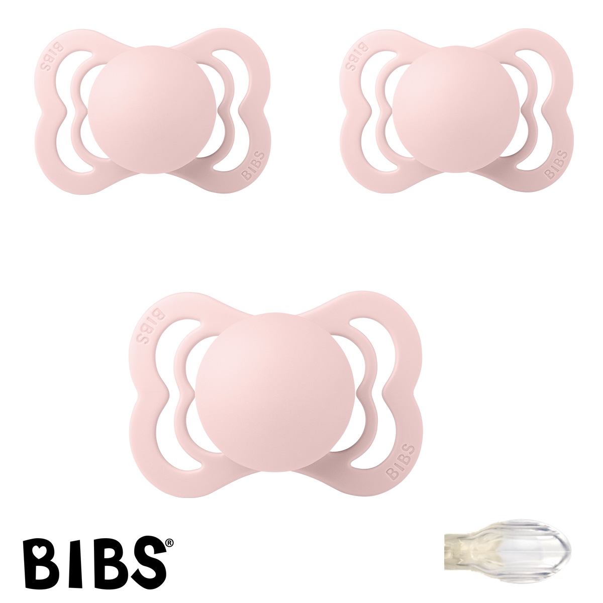 Schnuller mit Namen, Bibs Supreme, Symmetrisch Silikon Gr. 1, Blossom, 3\'er Pack