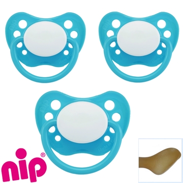 Nip Schnuller mit Namen, Anatomisch, Latex, Gr. 2, türkis (3er Pack)