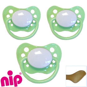 Nip Schnuller mit Namen, Anatomisch, Latex, Gr. 2, hellgrün (3er Pack)