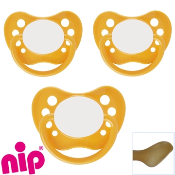 Nip Schnuller mit Namen, Anatomisch, Latex, Gr. 2, gelb (3er Pack)