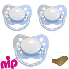 Nip Schnuller mit Namen, Anatomisch, Latex , Gr. 1, hellblau (3er Pack)