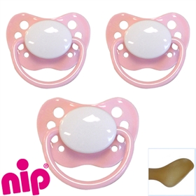 Nip Schnuller mit  Namen, Anatomisch, Latex, Gr. 1, rosa (3er Pack)