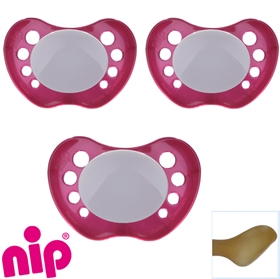 Nip Schnuller mit Namen, Anatomisch, Latex, Gr. 2, pearly magenta (3er Pack)