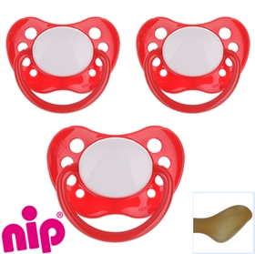 Nip Schnuller mit Namen, Anatomisch, Latex, Gr. 1, rot (3er Pack)