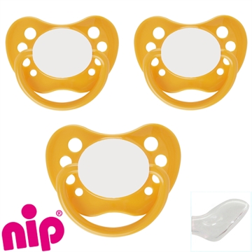 Nip Schnuller mit Namen, Anatomisch, Silikon, Gr. 2, 3 gelbe (3er Pack)