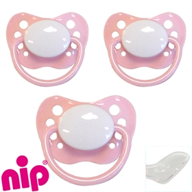 Nip Schnuller mit Namen, Anatomisch, Silikon, Gr. 1, rosa (3er Pack)