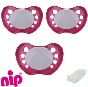 Nip Schnuller mit Namen, Anatomisch, Silikon, Gr. 1, pearly magenta (3er Pack)