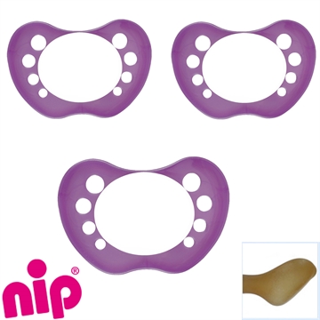 Nip Schnuller mit Namen, Anatomisch, Latex, Gr. 2, pearly purple (3er Pack)