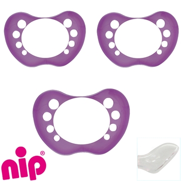 Nip Schnuller mit Namen, Anatomisch, Silikon, Gr. 2, pearly purple (3er Pack)