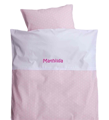 Babybettwäsche mit Namen, Sterne, Nørgaard Madsen,  rosa, 80/80 cm